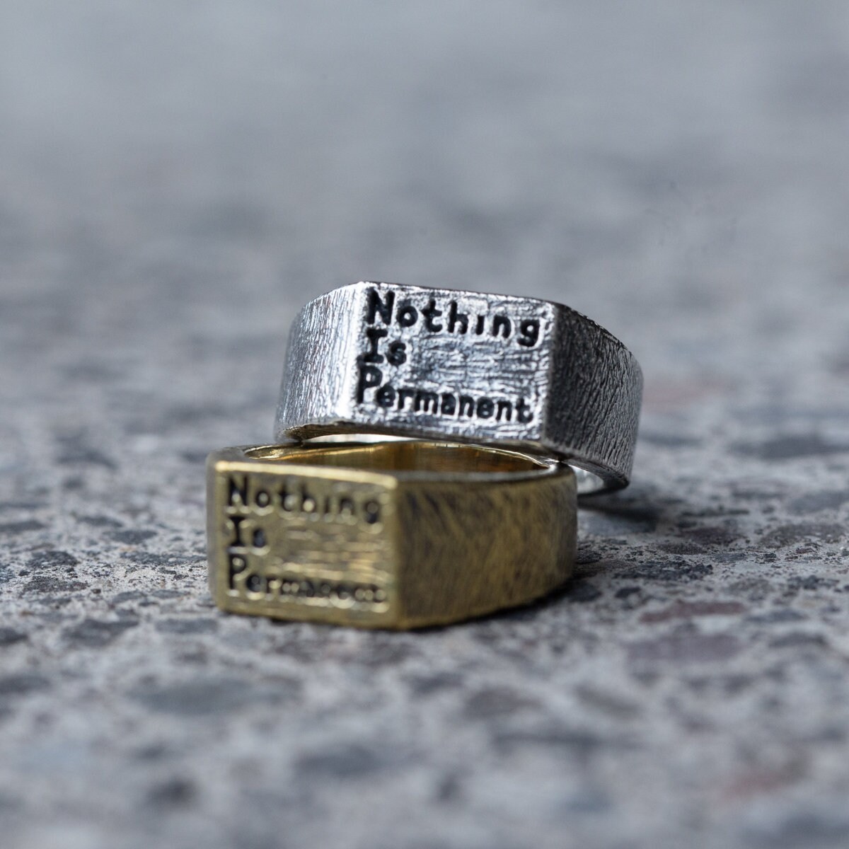 What Nots Rings Nothing is Permanent Small Brass Ring for Men and Women | Square Flat ...
