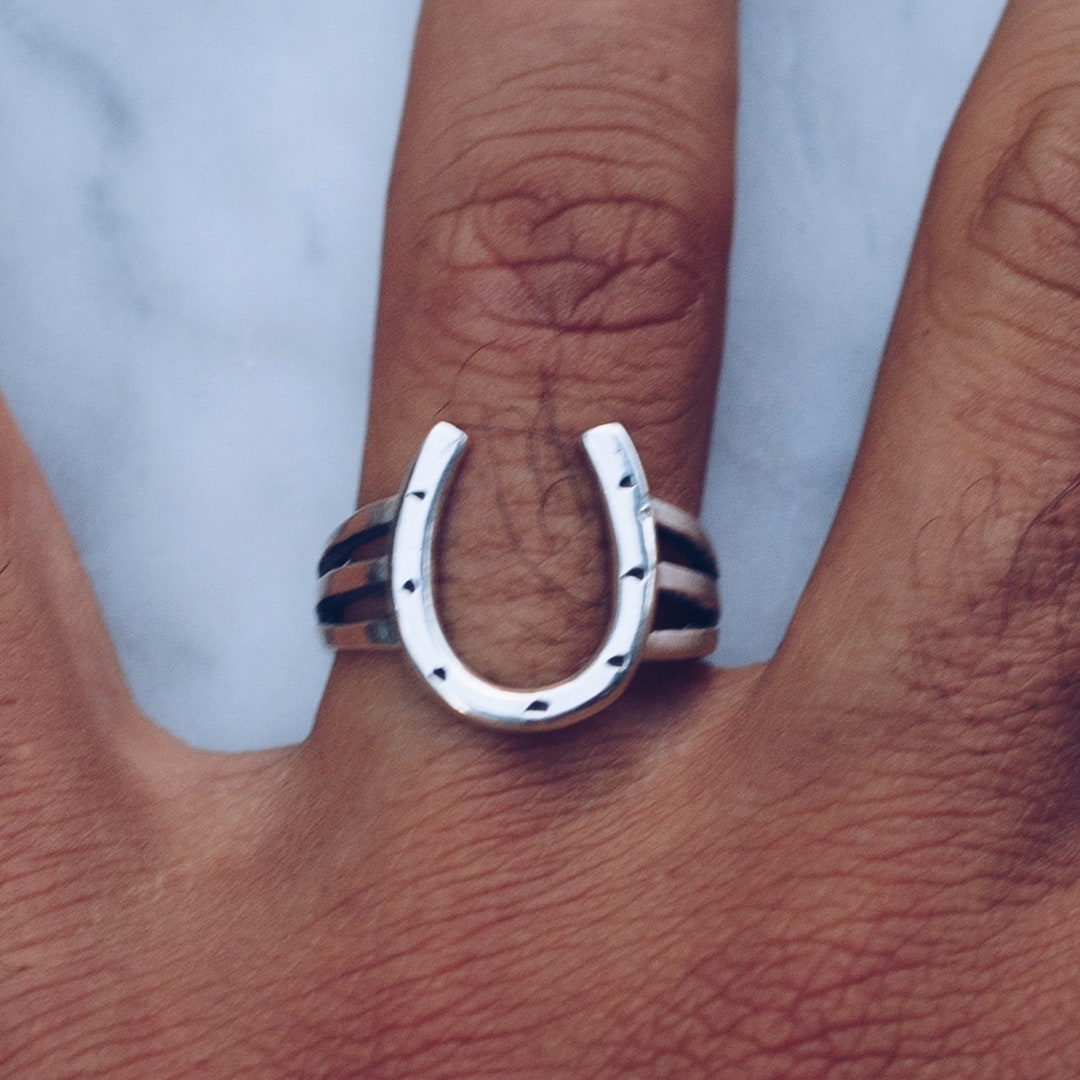 Mens Horseshoe Ring 925 Sterling Silver Horse Shoe Ring for Etsy