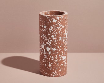 Terracotta Terrazzo Decorative Jesmonite Cylinder Vase
