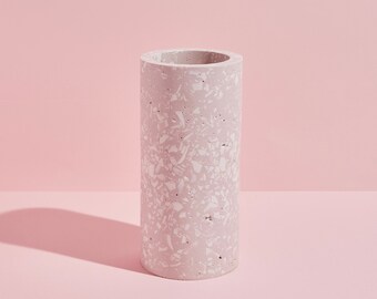 Lavender Terrazzo Decorative Jesmonite Cylinder Vase