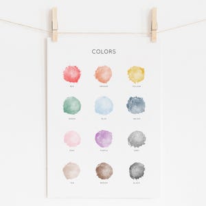 Colors Print for Kids, Educational Wall Art, Montessori Homeschool Poster, Playroom Decor, Learn Basic Colors, Classroom Printable