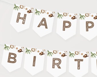 First Rodeo Happy Birthday Banner Cowboy Bunting Western Theme Bunting Birthday Decor Garland Editable Banner Flag Sign CE027