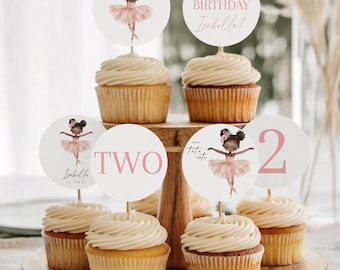 Ballerina Cupcake Toppers | Tutu Cute Birthday Party Decorations | Ballet Birthday Cupcake Circles | Printable Party Decor