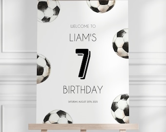 Soccer Ball Welcome Sign, Football Party Welcome Sign, Editable Any Age Kids Sports Birthday Printable