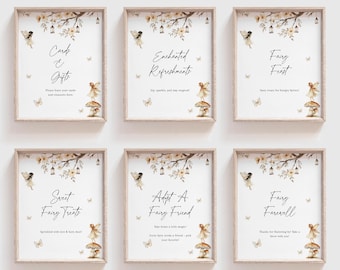 Fairy First Birthday Table Signs, Boho Fairy Party Decor, Editable Table Sign Templates, Fairy Food Labels, Magic Garden Party Decorations