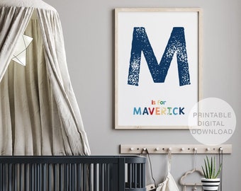 Personalized Name Print, Printable Name Art, Printable Wall Art, Boys Rainbow Name Print, Playroom Decor, Nursery Decor, DIGITAL DOWNLOAD
