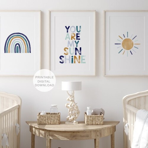 You Are My Sunshine Set of 2 Nursery Prints Boho Nursery Wall - Etsy