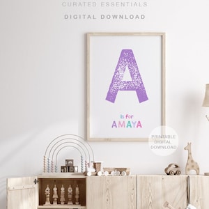 Pink Purple Personalized Name Print, Kids Room Decor, Printable Wall Art, Custom Name Print, Nursery Decor, Playroom Decor, DIGITAL DOWNLOAD