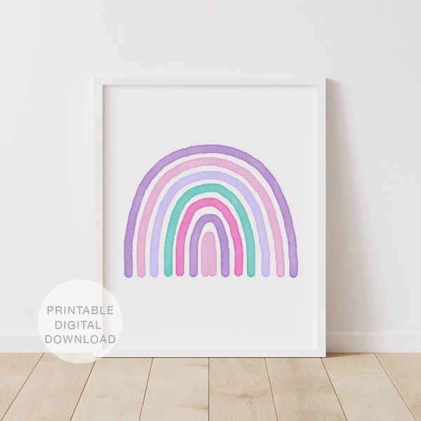 Pink & Purple Rainbow, Printable Wall Art, Nursery Decor, Kids Room Wall Art, Girls Room Decor, Rainbow Baby Printable, DIGITAL DOWNLOAD