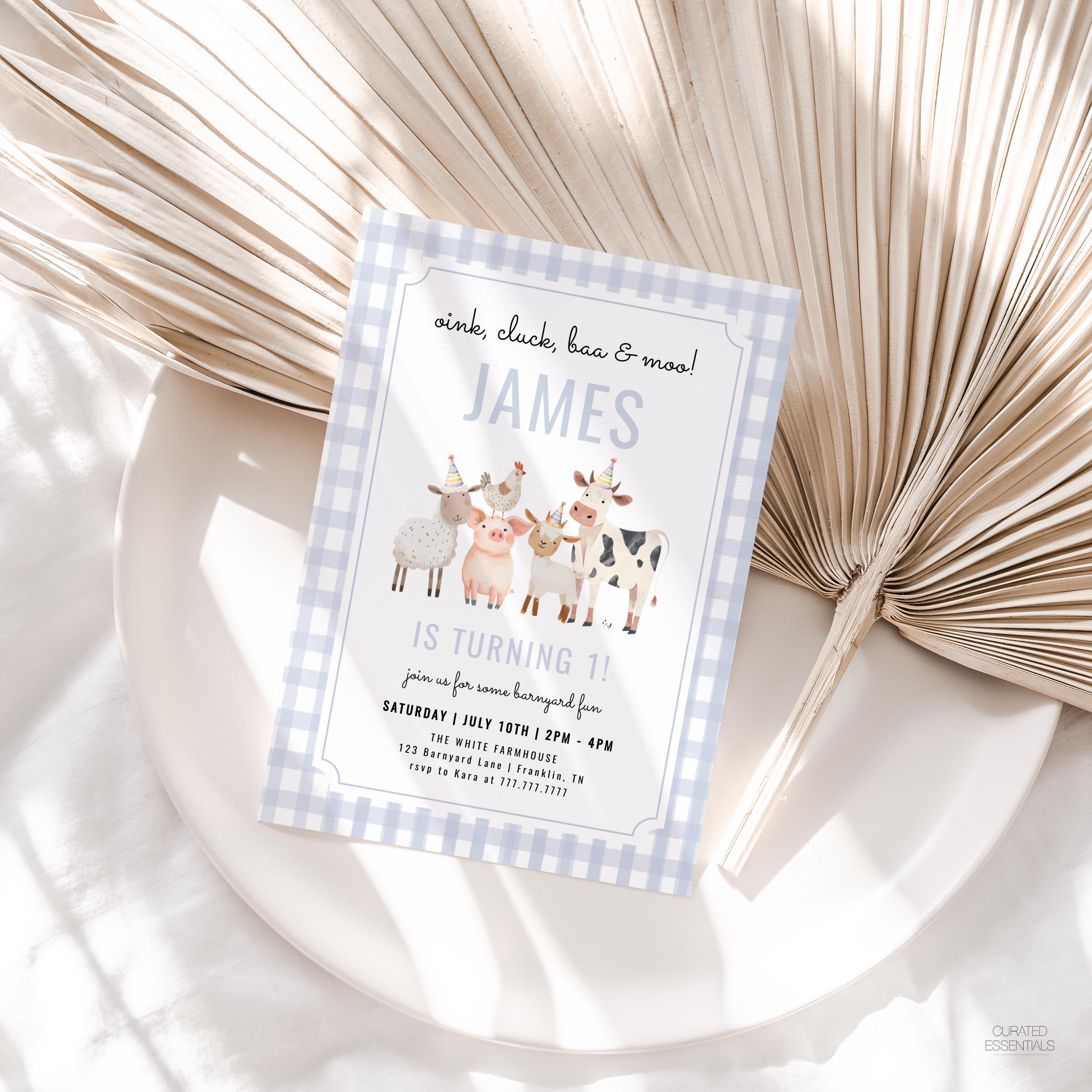 Farm Animals Thank You Tag, Barnyard 1st Birthday Favor Tag, Oink Cluck ...