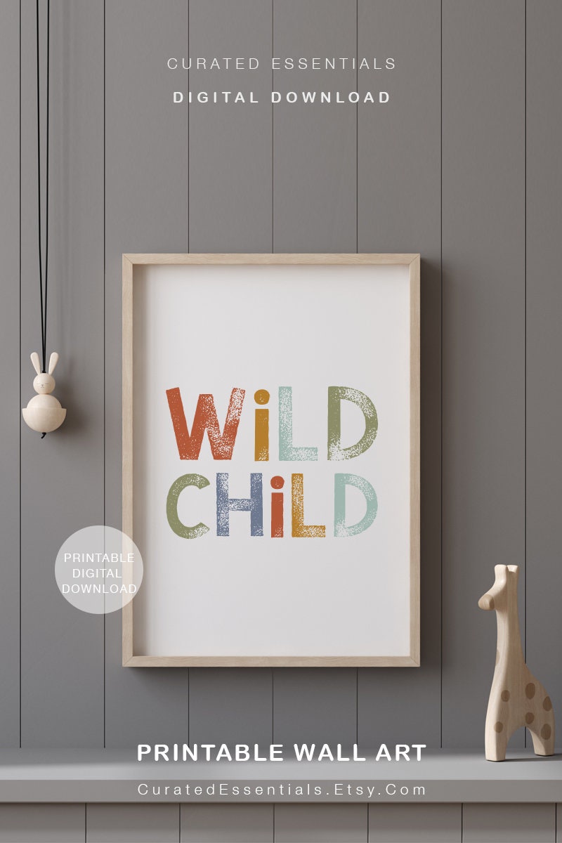 Wild Child Print Printable Wall Art Nursery Decor Wall Art | Etsy