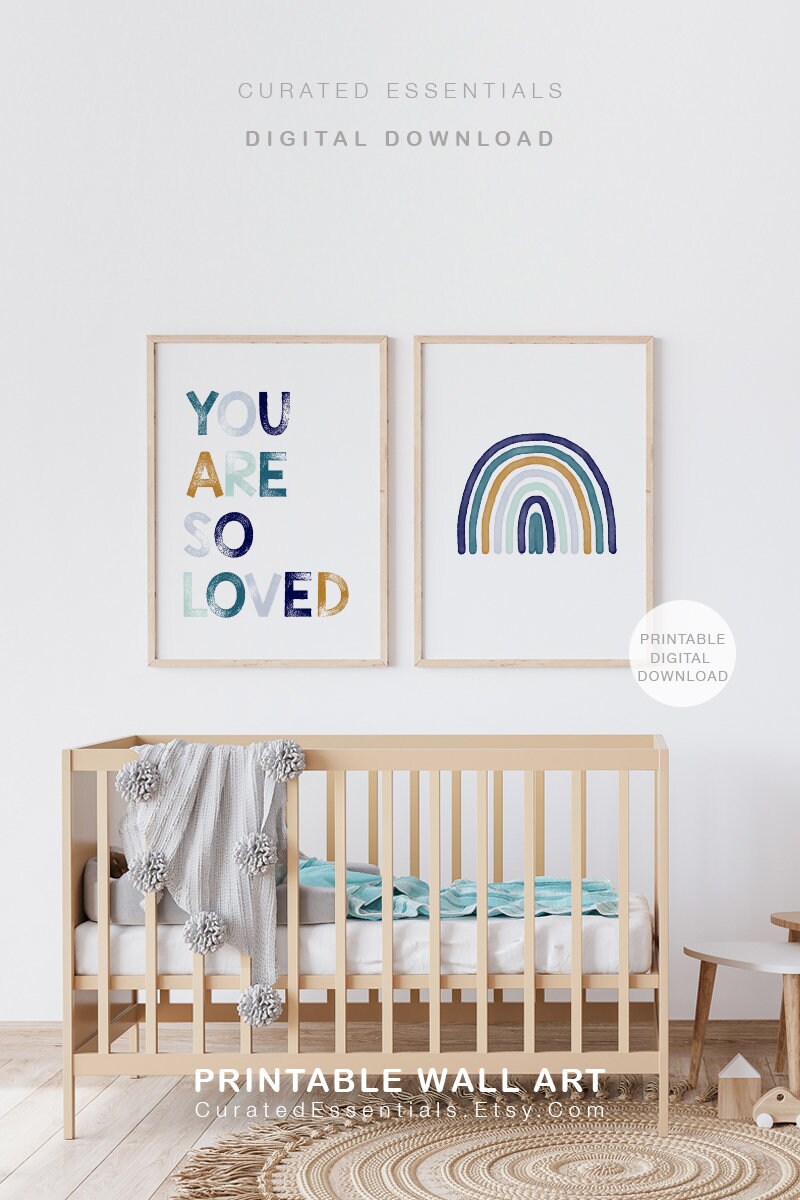Baby Boy Nursery Set of 2 Prints Printable Wall Art Nursery - Etsy