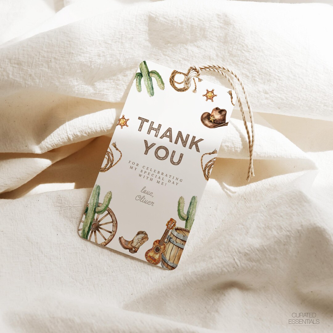 First Rodeo Birthday Favor Tag Printable Cowboy Party Gift Tag Editable ...
