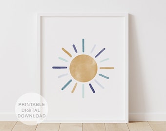 Sun Print, Printable Wall Art, Nursery Decor, Nursery Wall Art, Playroom Decor, Kids Wall Art, DIGITAL DOWNLOAD