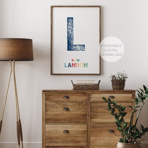 Personalized Name Print, Printable Name Art, Printable Wall Art, Boys Rainbow Name Print ...