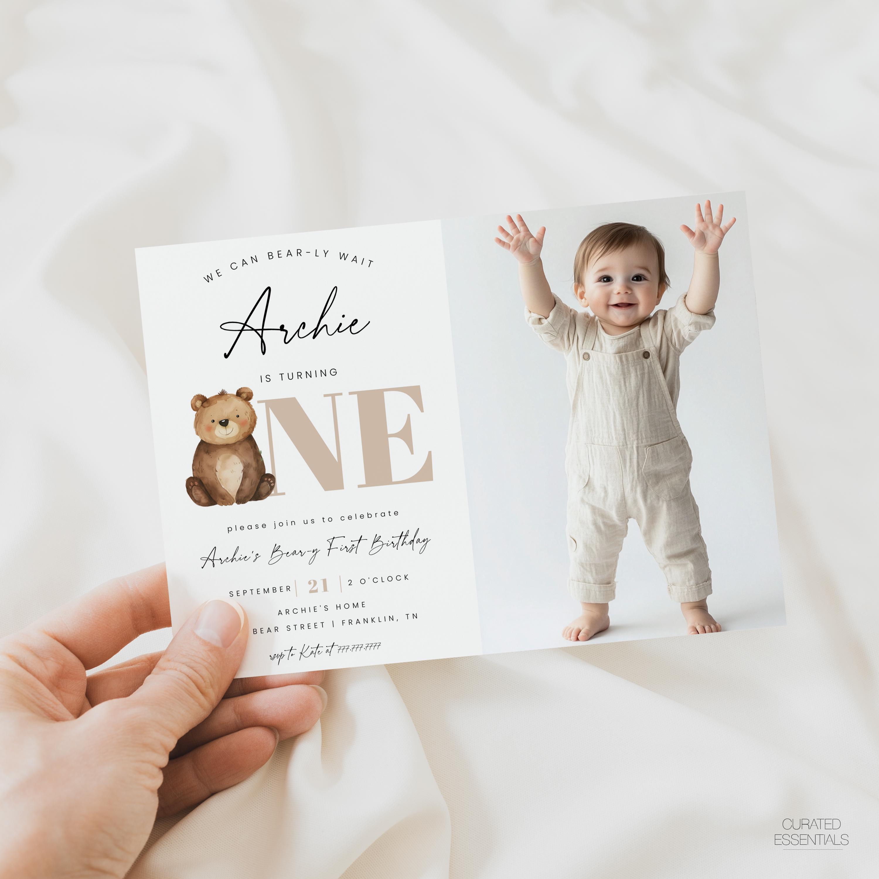 Beary First Birthday ONE Banner, High Chair Banner, Bear 1st Birthday ...