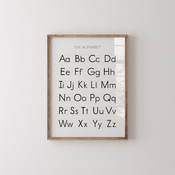 Alphabet Poster, Handwriting Chart Print, Printable Educational Wall Art, ABC Poster, Classroom Decor, Back To School DIGITAL DOWNLOAD