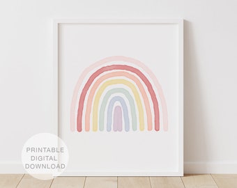 Pastel Rainbow Art Print, Printable Wall Art, Rainbow Nursery Decor, Kids Room Wall Art, Rainbow Baby Printable, DIGITAL DOWNLOAD