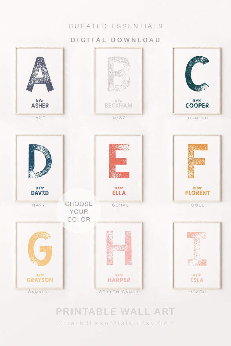 Custom Color Name Print, Choose Your Color Printable Name Art, Nursery ...