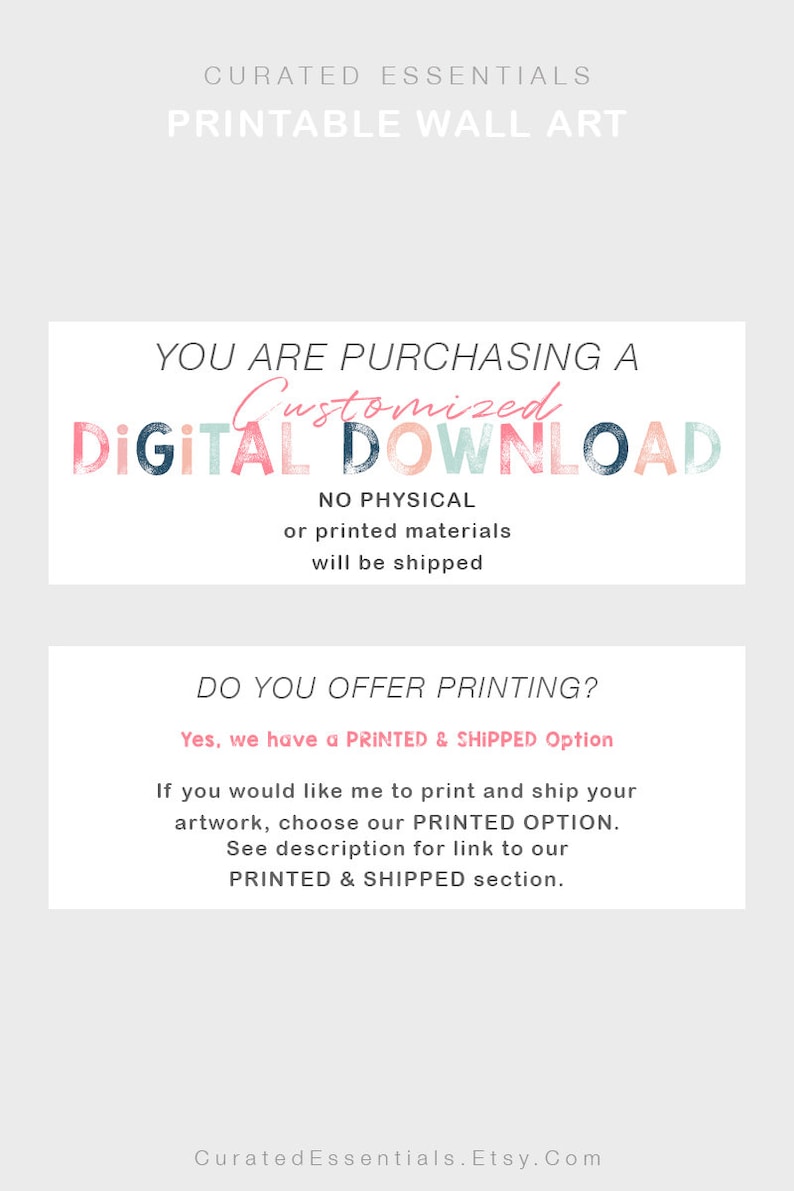 Custom Color Name Print, Choose Your Color Printable Name Art, Nursery ...