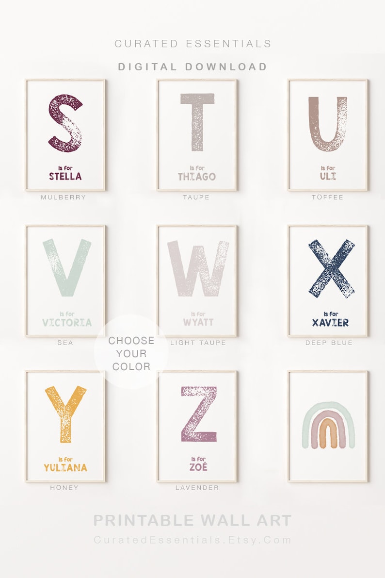 Custom Color Name Print, Choose Your Color Printable Name Art, Nursery ...