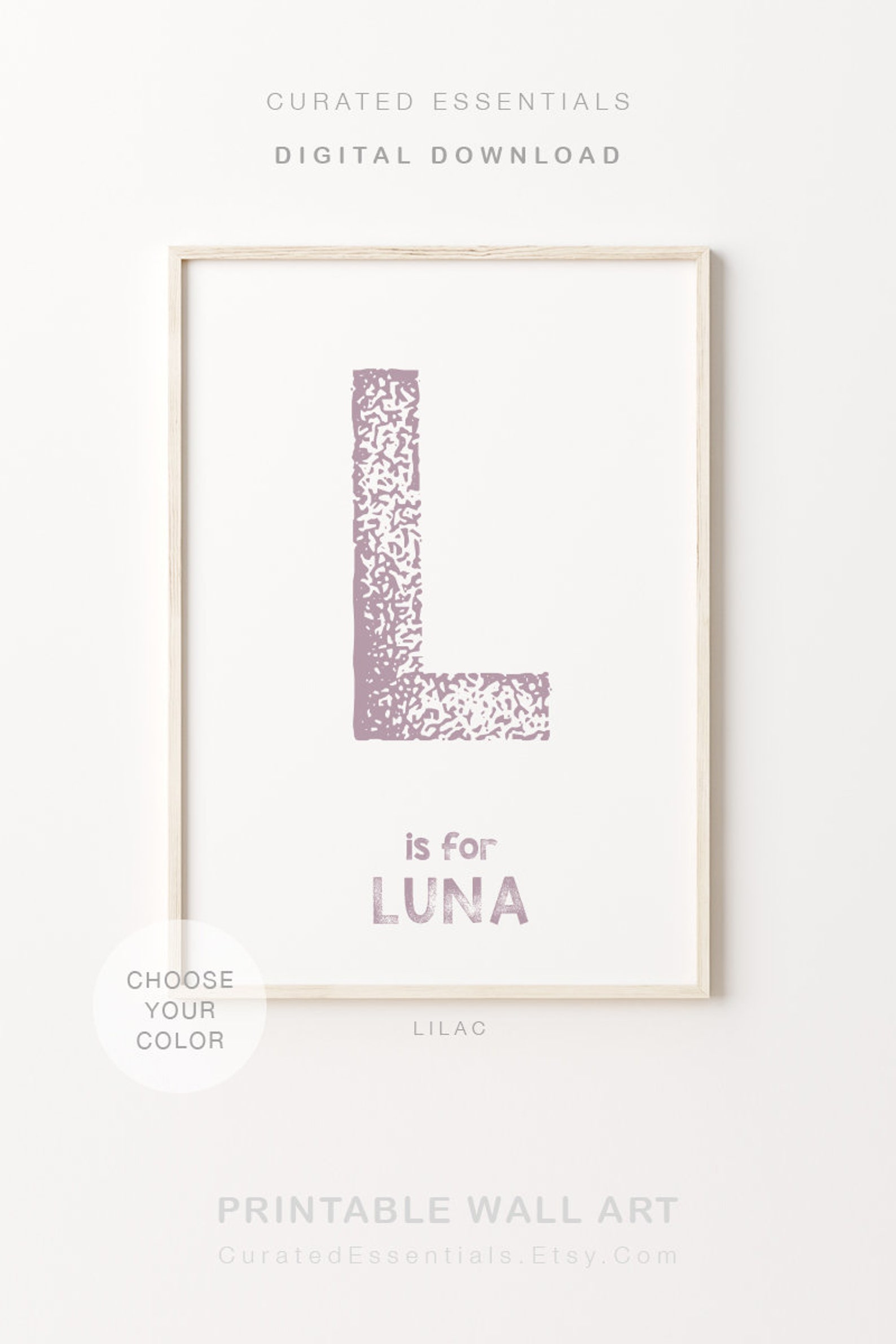 Custom Color Name Print, Choose Your Color Printable Name Art, Nursery ...