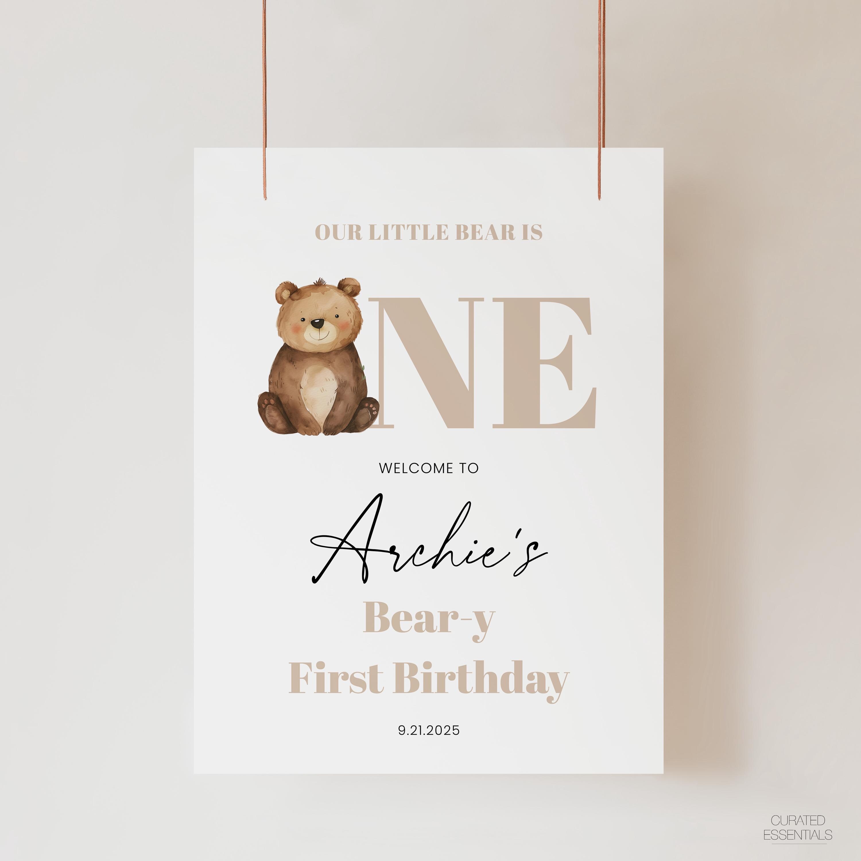 Beary First Birthday ONE Banner, High Chair Banner, Bear 1st Birthday ...