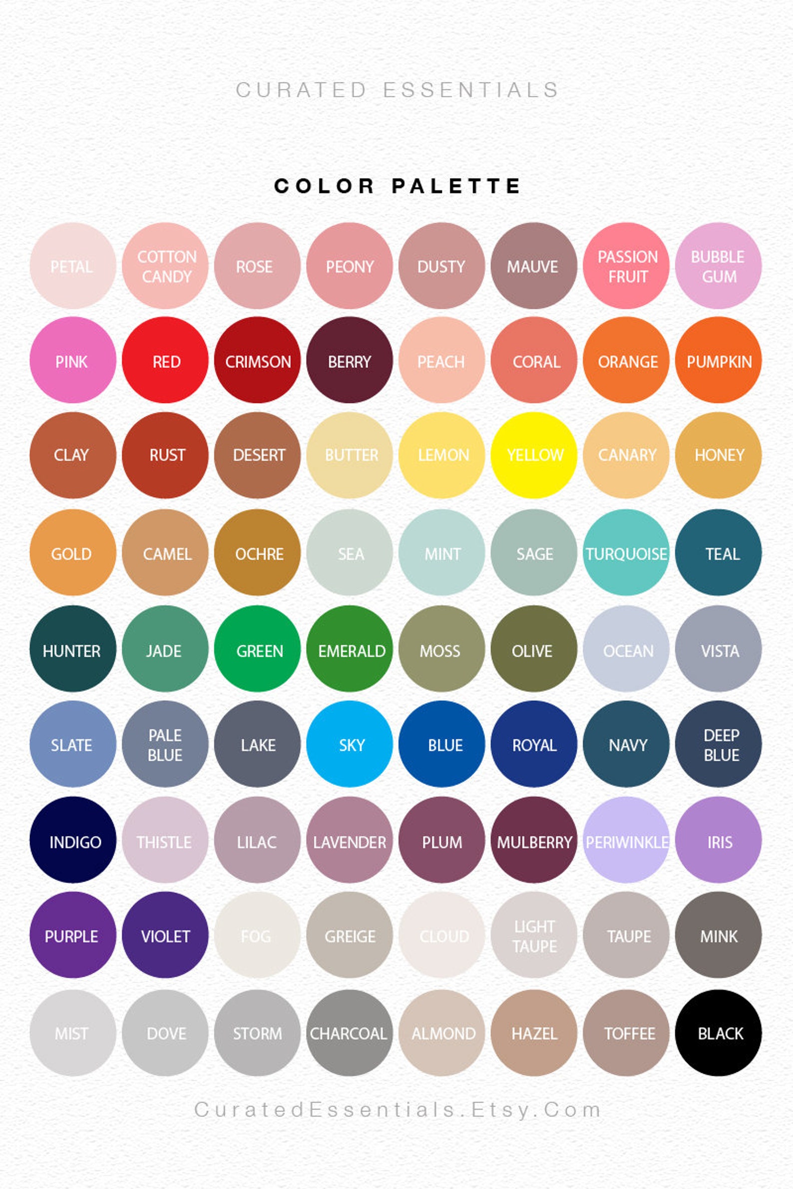 Custom Color Name Print Choose Your Color Printable Name Art - Etsy