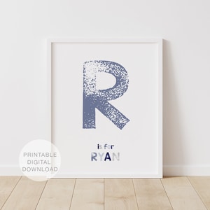 Blue Boys Personalized Name Print, Printable Name Art, Printable Wall Art, Boys Name Print, Playroom Decor, Nursery Decor, DIGITAL DOWNLOAD