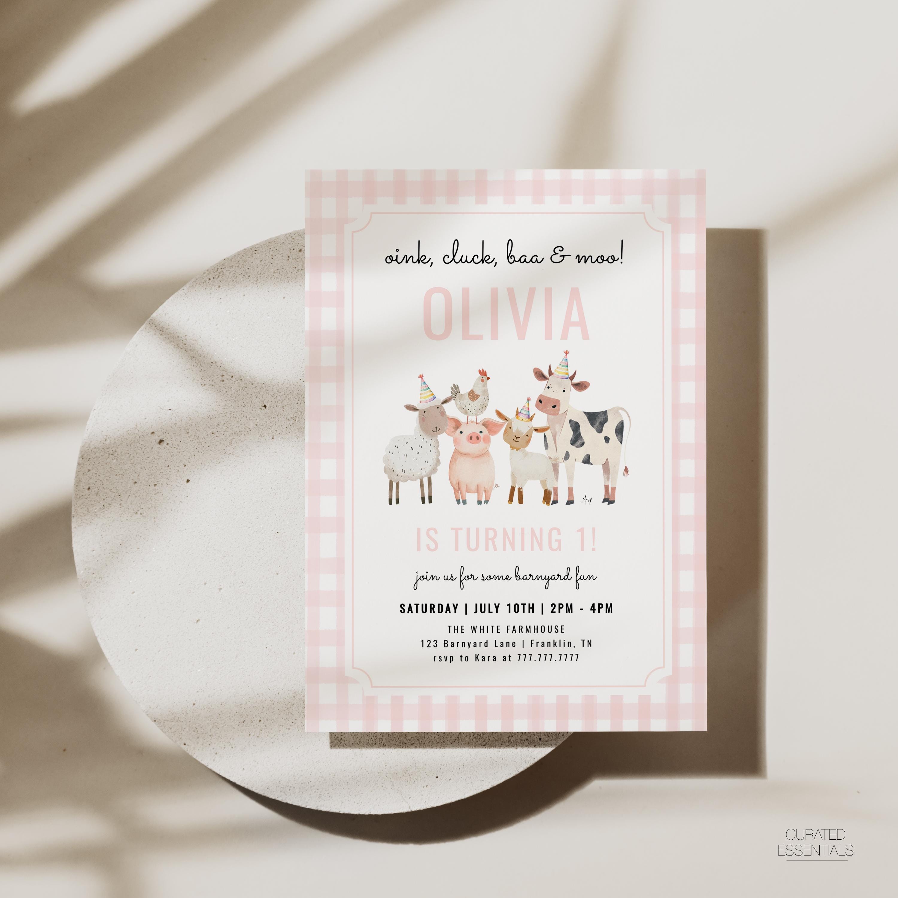 Editable Farm Animals Birthday Invitation, Oink Cluck Baa Moo Barnyard ...