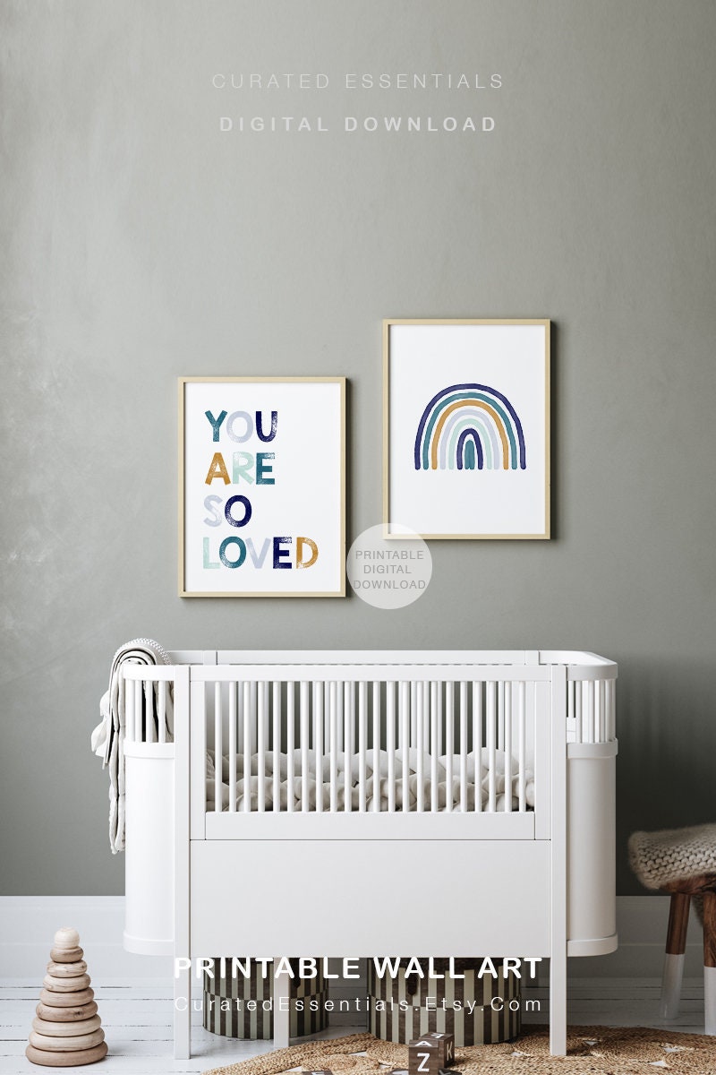 Baby Boy Nursery Set of 2 Prints Printable Wall Art Nursery Etsy