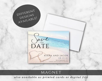 Beach Themed Wedding Save the Date Magnets 2 (also available as printed cards, or digital file)