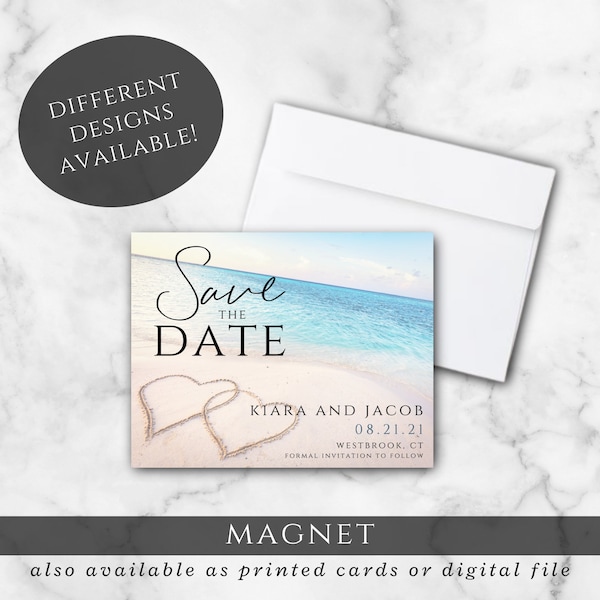 Beach Themed Wedding Save the Date Magnets 2 (also available as printed cards, or digital file)