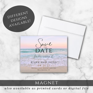 Beach Themed Wedding Save the Date Magnets 4 also available as printed cards, or digital file image 1