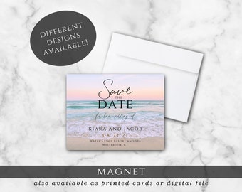 Beach Themed Wedding Save the Date Magnets 4 (also available as printed cards, or digital file)