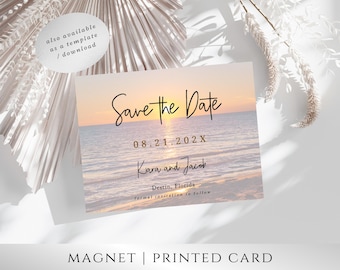 Sunset Beach Save the Date Magnet: Wedding Announcement