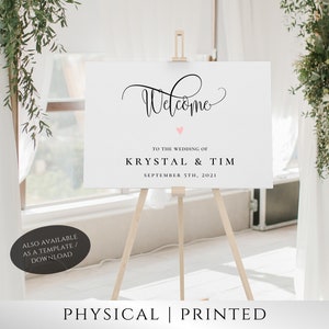 Printed Foam Board OR Poster Wedding Welcome Sign with Greenery