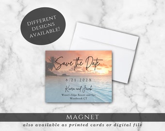 Beach Themed Wedding Save the Date Magnets 3 (also available as printed cards, or digital file)