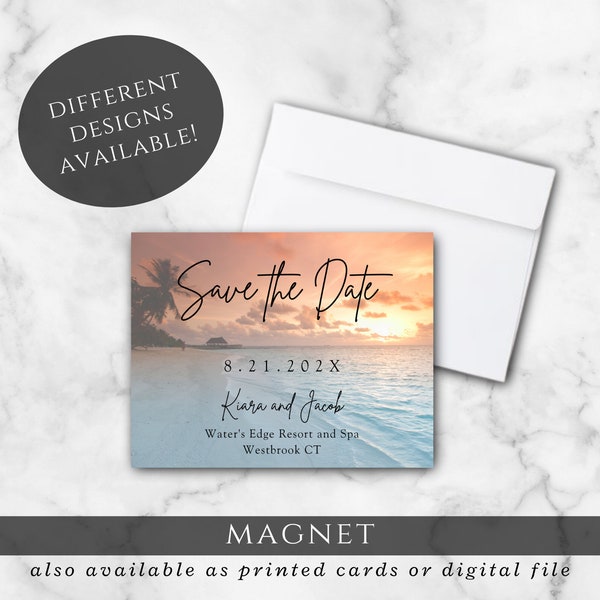 Beach Themed Wedding Save the Date Magnets 3 (also available as printed cards, or digital file)