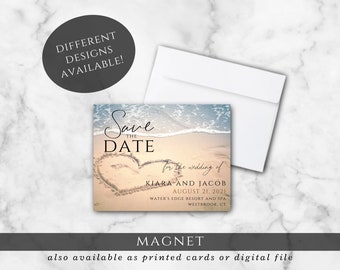 Beach Themed Wedding Save the Date Magnets 1 (also available as printed cards, or digital file)