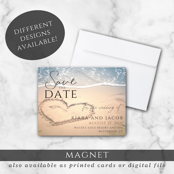 Beach Themed Wedding Save the Date Magnets 1 (also available as printed cards, or digital file)