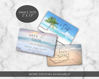 Save the Date Magnets; Small 3.5" x 2" Magnets; Wedding Magnets; Beach Theme