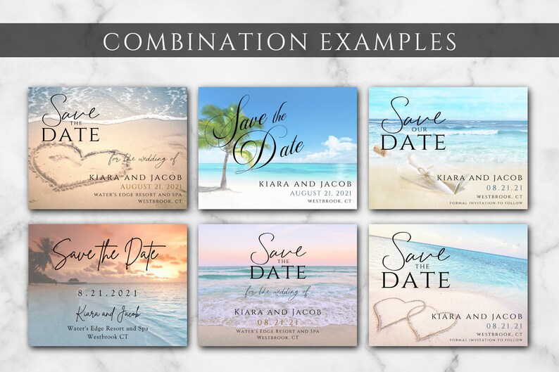 Beach Themed Wedding Save the Date Magnets 4 also available as printed cards, or digital file image 4