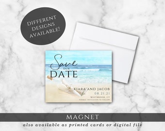 Message in a Bottle, Beach Themed Wedding Save the Date Magnets (also available as printed cards, or digital file)