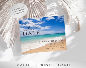 Beach Save the Date Magnet – Shore Design, Destination Wedding Save the Date Magnet, Coastal Wedding Announcement