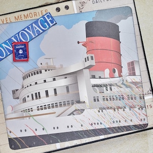 BON VOYAGE CRUISE Mini Album Copertina Rigida Nave Stelle Filanti Regalo di Viaggio Scrapbook Diario Tappetini Foto Etichette