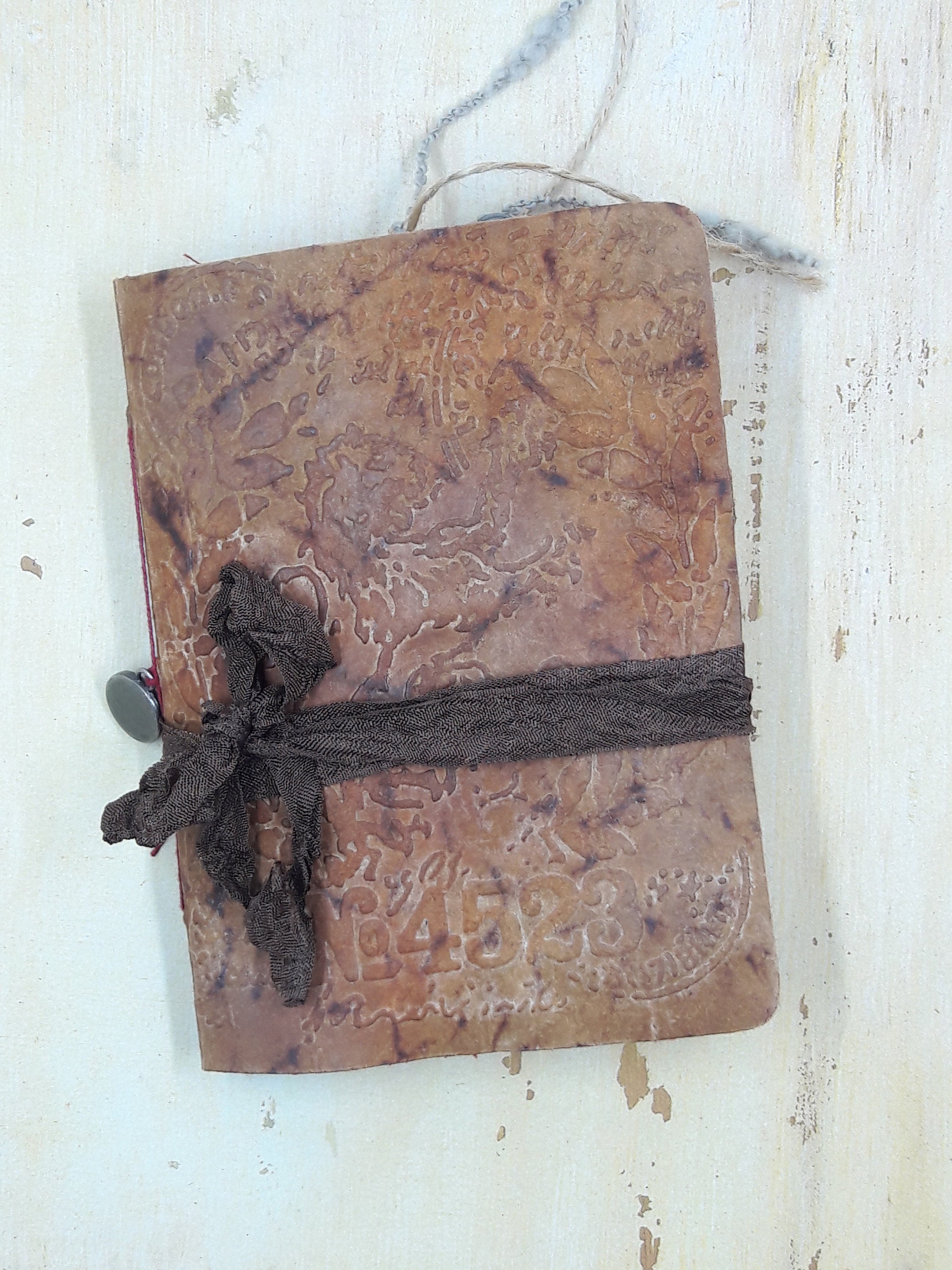 POCKET SIZE EMBOSSED Junk Journal Brown Faux Leather Fabric Etsy UK