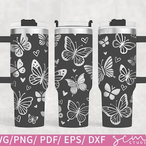 Butterfly 40oz Tumbler SVG| Butterfly Laser Engraved Svg | Butetrfly 40oz Tumbler Laser File SVG Design| Butetrfly Tumbler Full Wrap SVG
