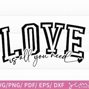 Love is all you need SVG cut files/ Valentine quote svg/ love quote svg/ design for valentine