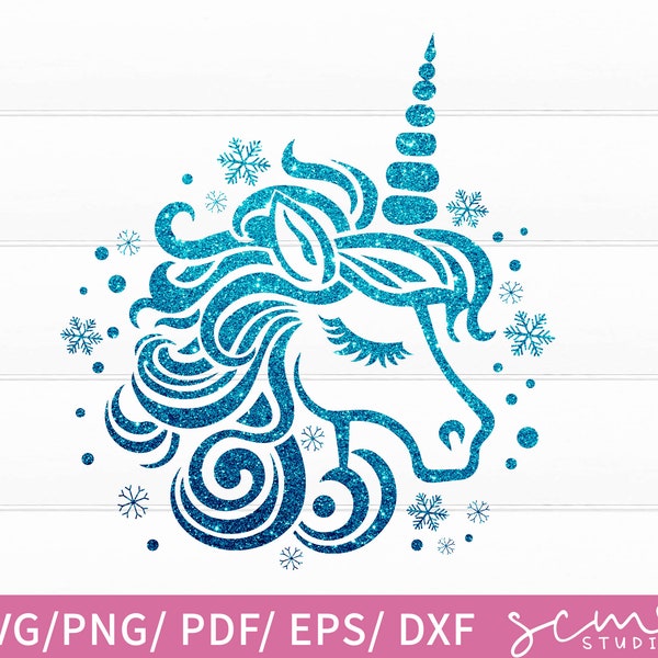 Christmas Unicorn SVG Cut Files/ Unicorn and Snowfake SVG/ Kids Christmas SVG Design/ Winter svg Cut Files